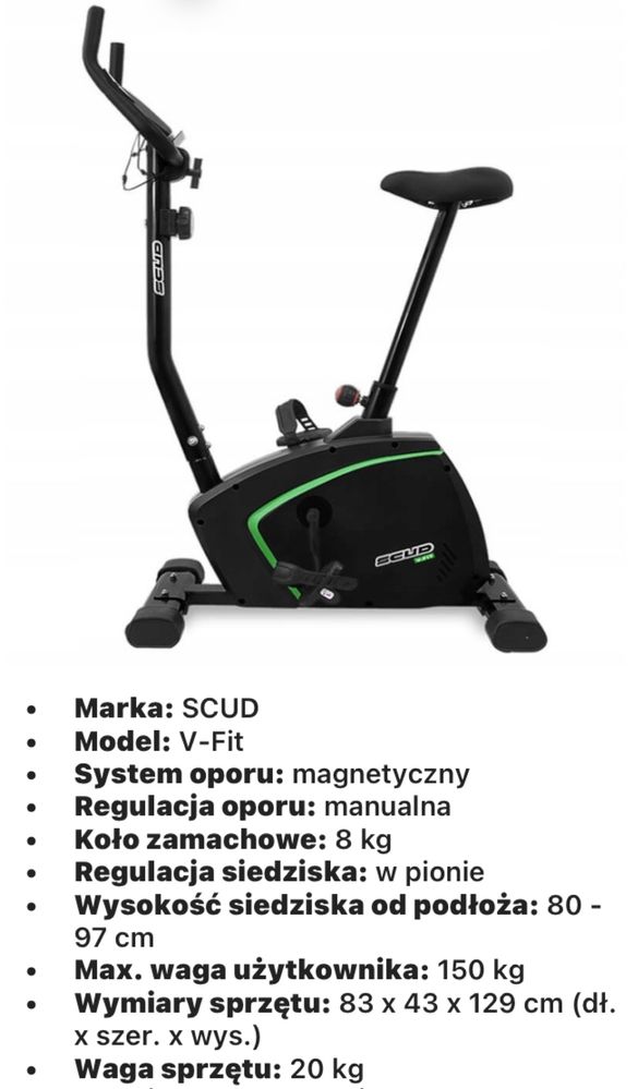 Rower Magnetyczny SCUD V-Fit Green