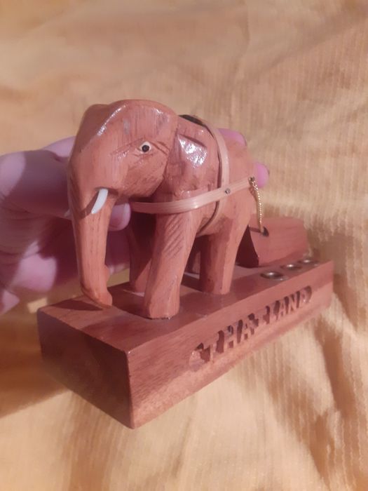 Деревянная подставка для ручек в форме слона статуэтка ручная работа