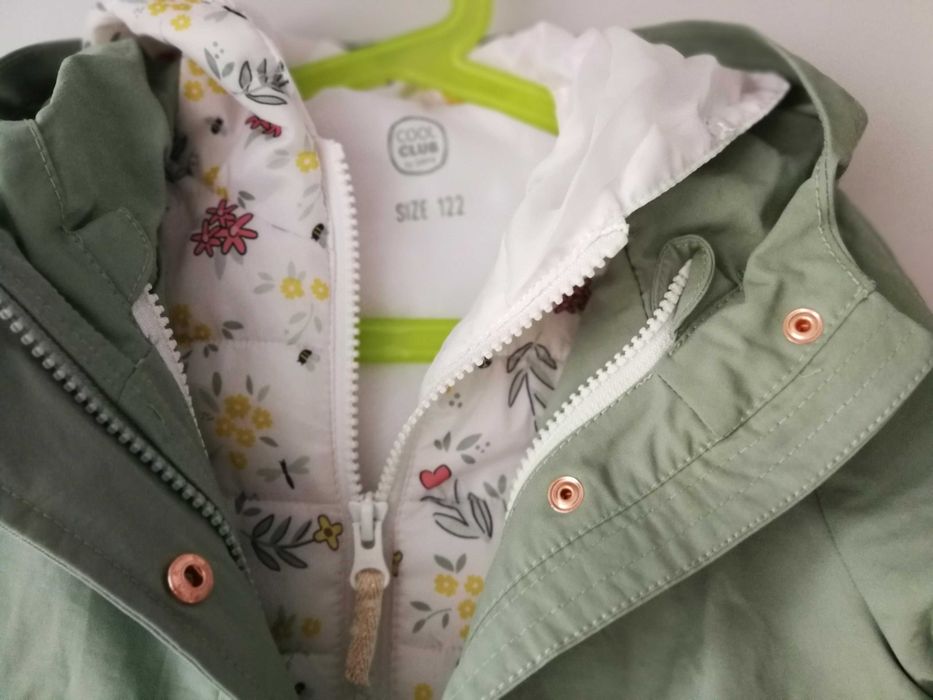 Nowa kurtka dziewczęca Cool Club, 3w1, rozmiar 122, zielony, khaki