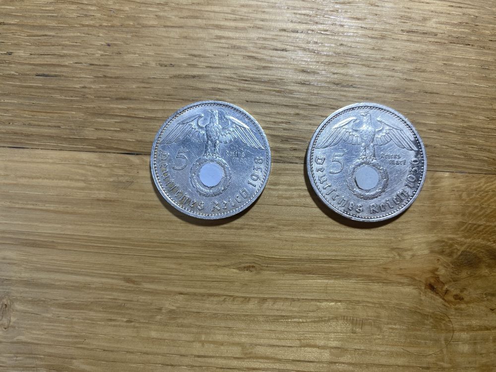 2x 5 mark Hindenburg 1936-38 SREBRO