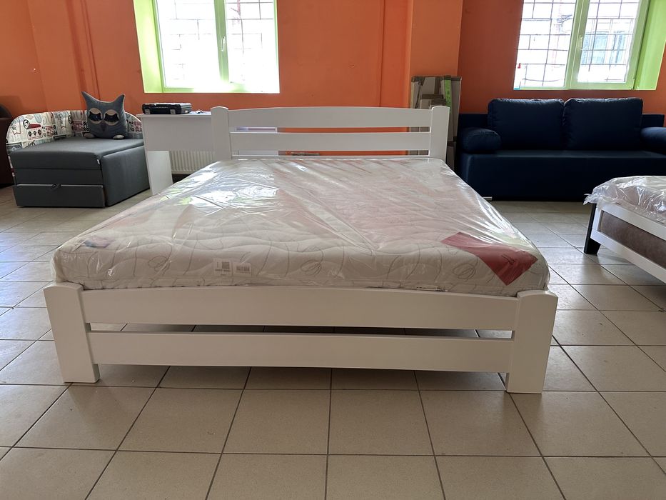 Ліжко двохспальне біле,кровать,двоспальне,дерево,матрац,Доставка