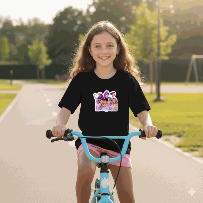 Koszulka dziecięca czarna z motywem kpop demon hunters - K-Pop 152