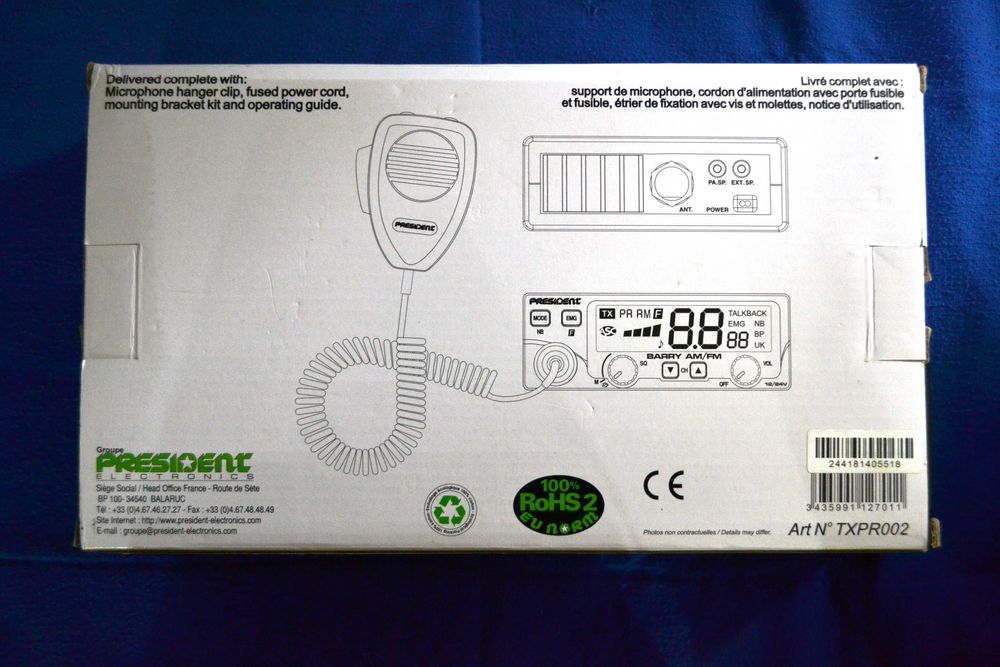 CB Radio PRESIDENT BARRY ASC 12/24V - NOWE - Oryginał -