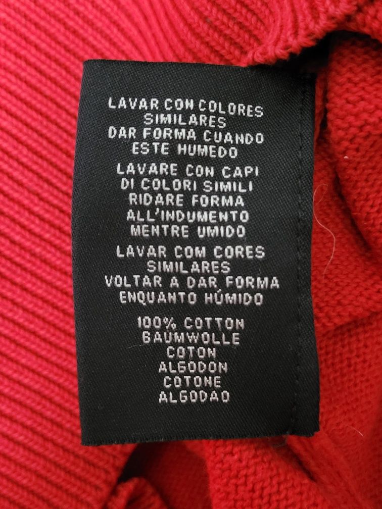 Sweterek męski w serek Gant L czerwony 100% bawełna elegancki