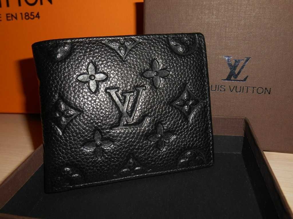 Louis Vuitton portmonetka Czarny portfel męski skóra 55-07
