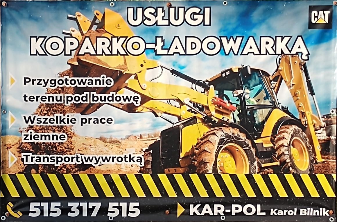 Wykopy - Usługi koparko- ładowarką CAT - wywrotka - roboty ziemne