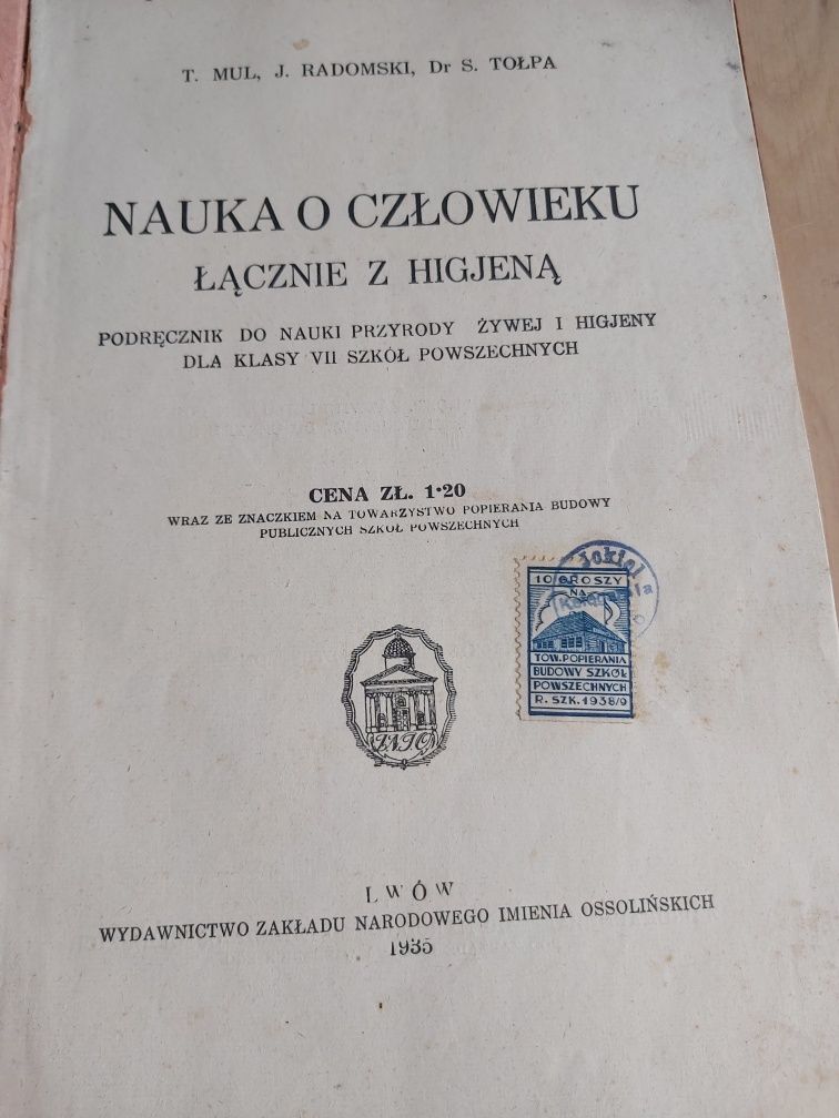 Stara książka -Nauka o człowieku łącznie z higjeną