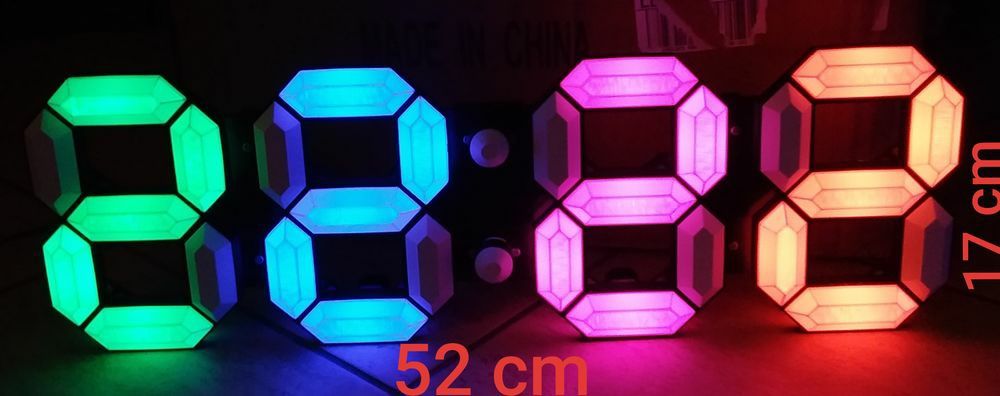 Nowy, duży, wielokolorowy zegar LED 17x52cm + temperatura