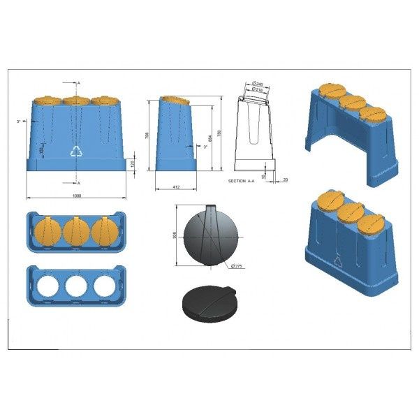 Pojemnik do segregacji śmieci 3×120l