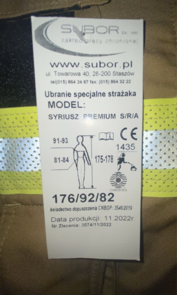 Ubranie specjalne nomex strażackie straż subor syriusz premium s/r/a