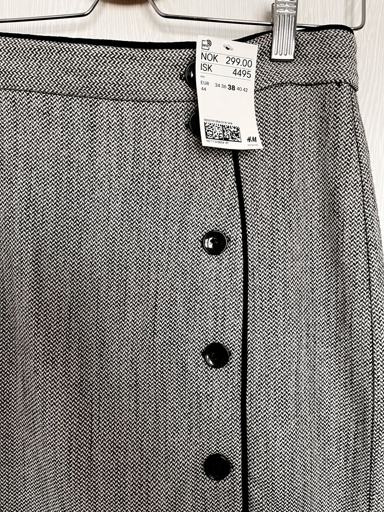 ołówkowa midi spódnica H&M w jodełkę rozmiar M (38) nowa z metką