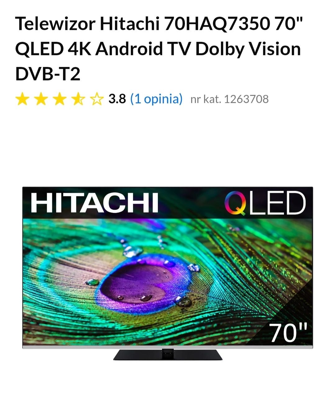 Telewizor Hitachi 70" QLED (USZKODZONY)