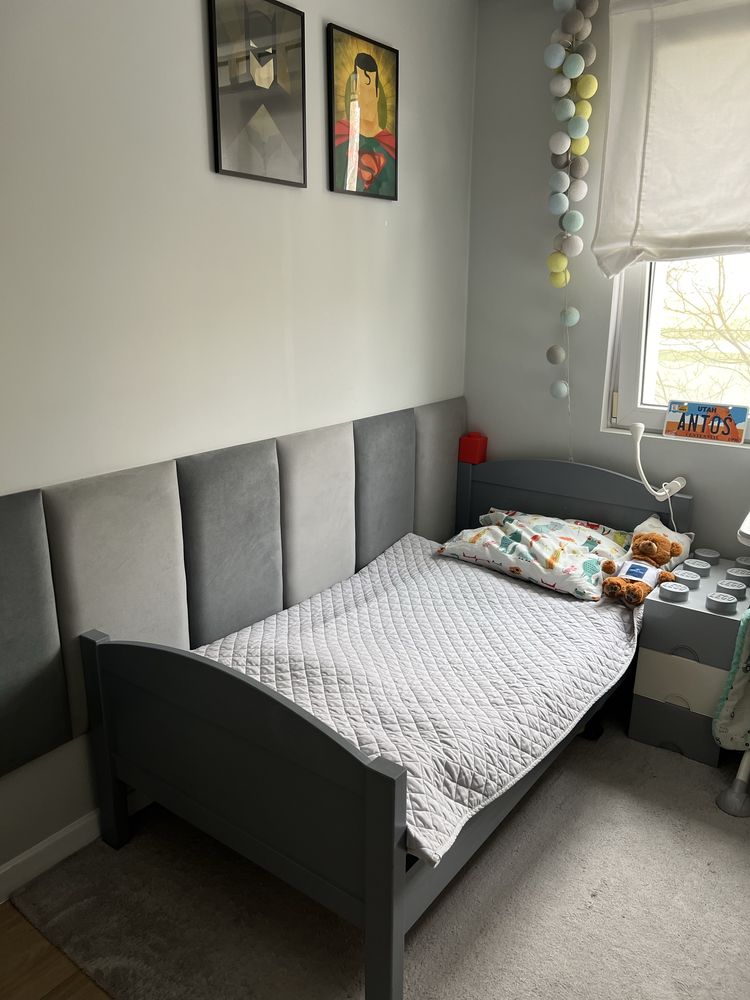 Drewniane Ikea łóżeczko łóżko materac 160x80 dziecięce 80x160 szare