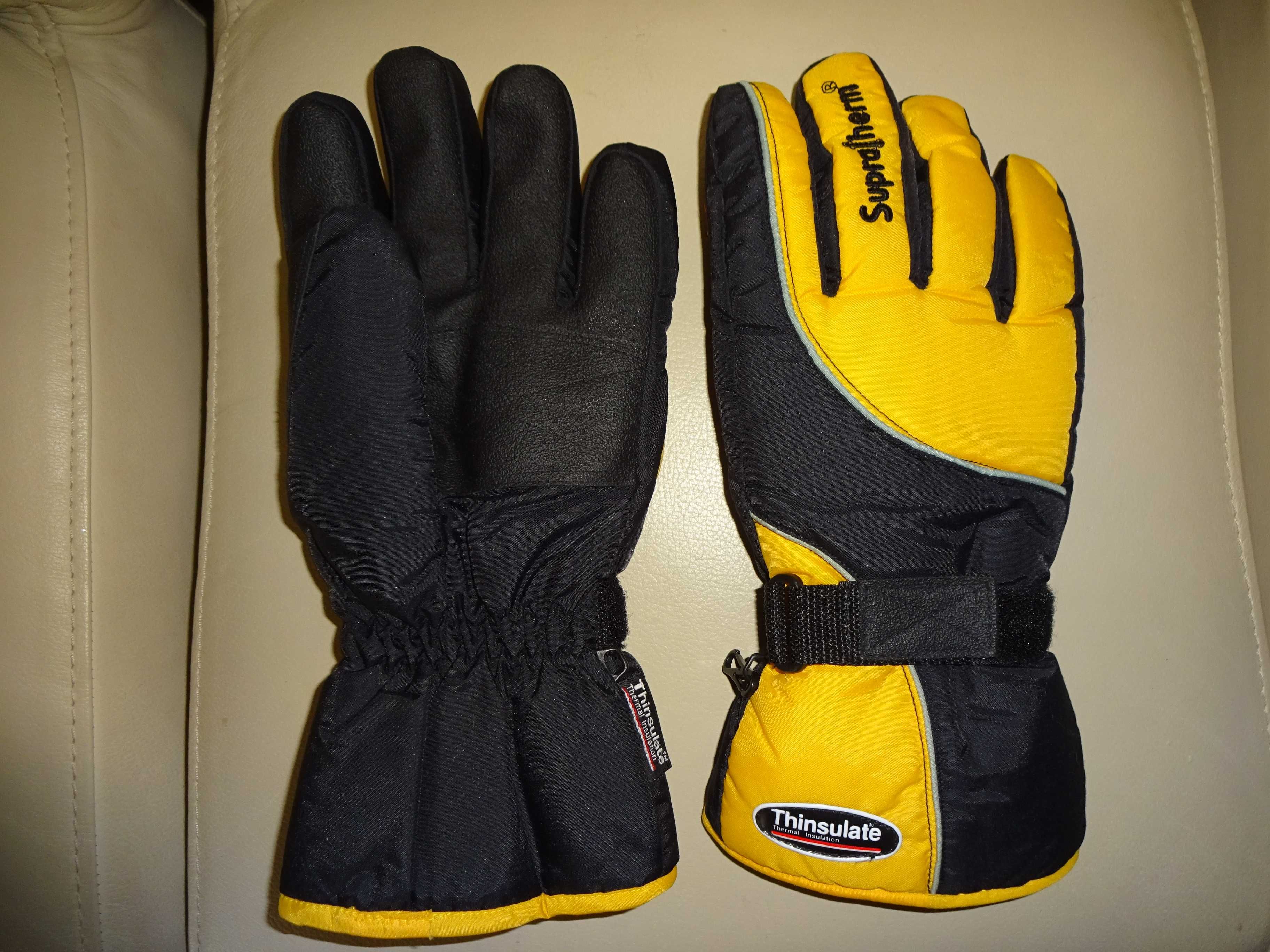 SupraTherm Thinsulate ciepłe żółte czarne rękawice narciarskie 9,5