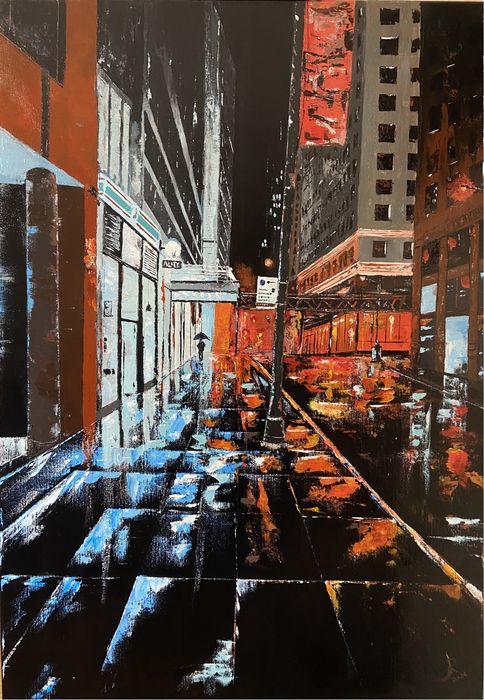 Tela 70x100 em Acrilico (rua de Chicago)