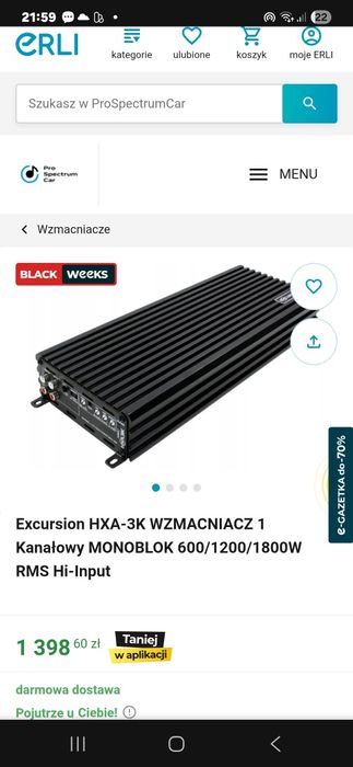 Wzmacniacz Excursion Hxa 3k 1800w rms 1ohm