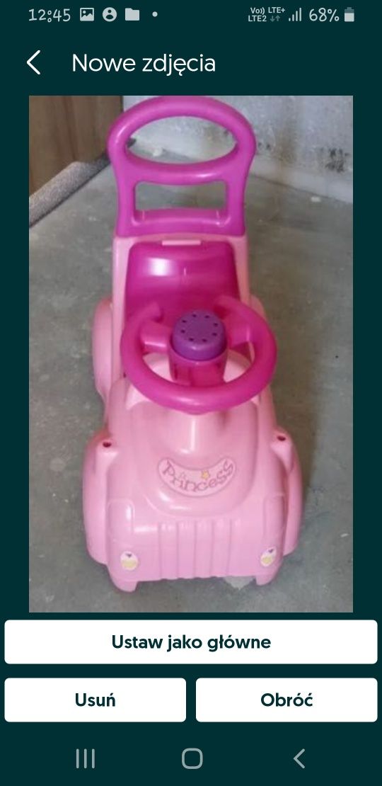 Princessa Samochod jezdzik chodzik zabawka do nauki chodzenia