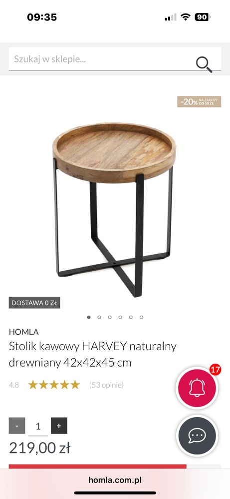 Stolik kawowy homla harvey