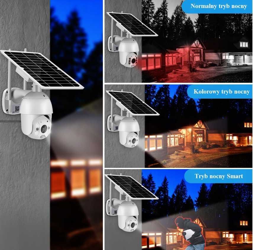 KAMERA SOLARNA zewnętrzna obrotowa kamera na panel solarny wifi fullhd