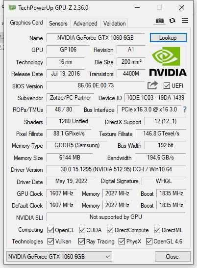 Видеокарта ZOTAC NVIDIA GeForce GTX1060 6GB