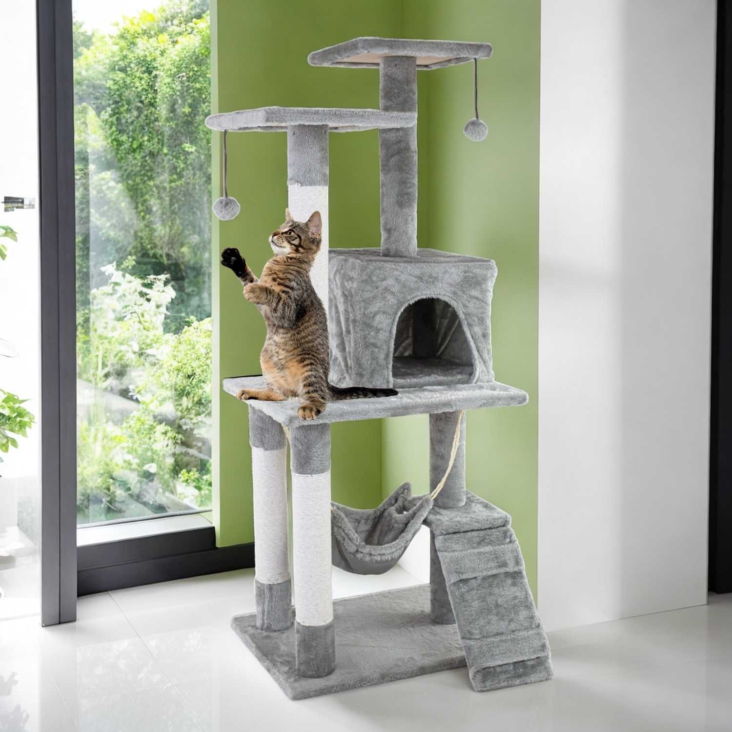 Drapak dla kota wysoki 119cm DK02 wieża legowisko domek hamak 4poziomy