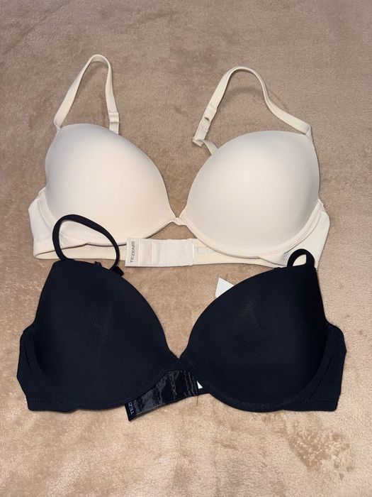 Бюстгальтер Tezenis, 75C, чорний та молочний, невеликий пушап, новий