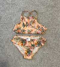 Kostium kapielowy stroj bikini h&m 122/128 kwiaty falbanki zara