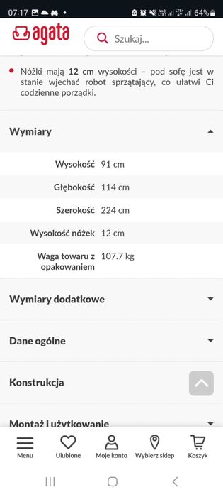 Kanapa z funkcją spania Agata Meble Rico