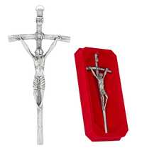 Krzyż wiszący papieski 27cm kolor stare srebro