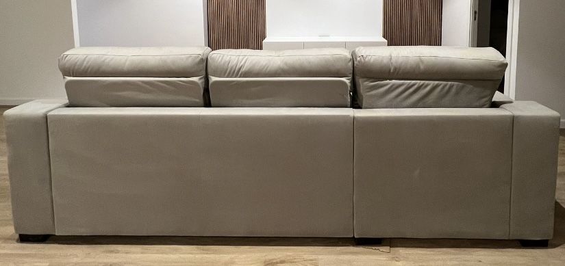 Sofa Chaise Longue - Bege 3 lugares