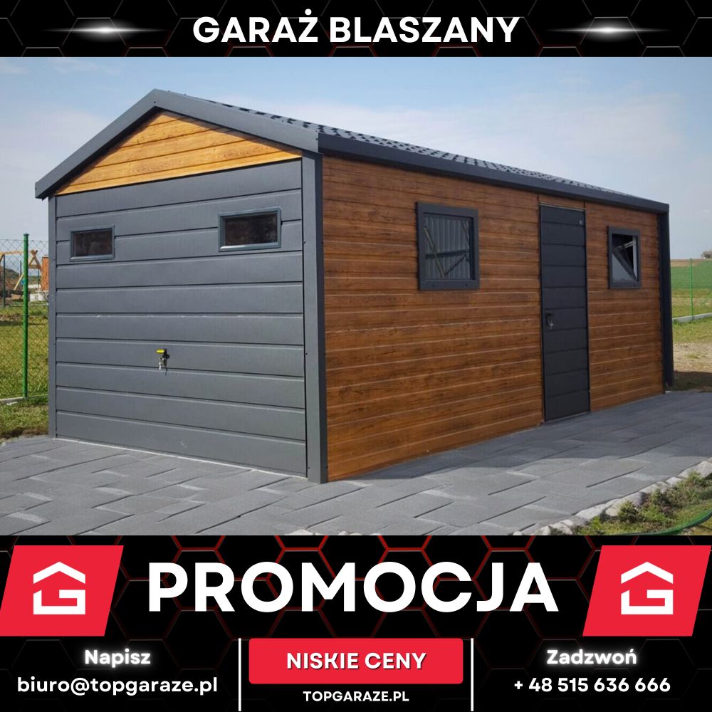 Garaż blaszany 3x5m schowek ogrodowy garaz drewnopodobny 6x4 7x8