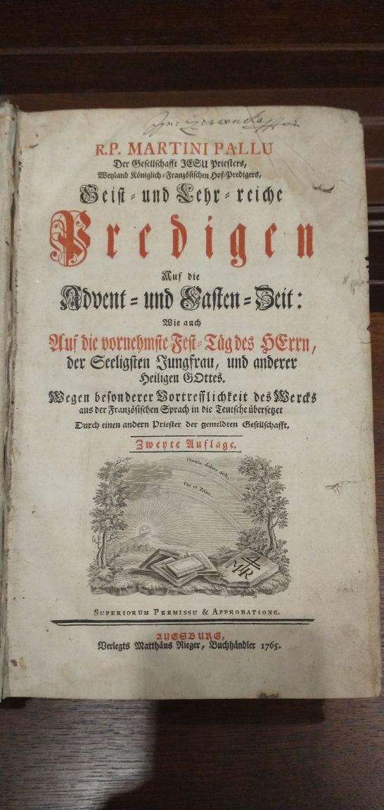 Starodruk K.P. Martini Pallu Predigen auf die Advent 1765 Augsburg