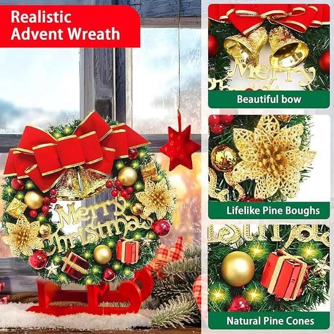 Coroa de Natal com Luzes LED 30 cm