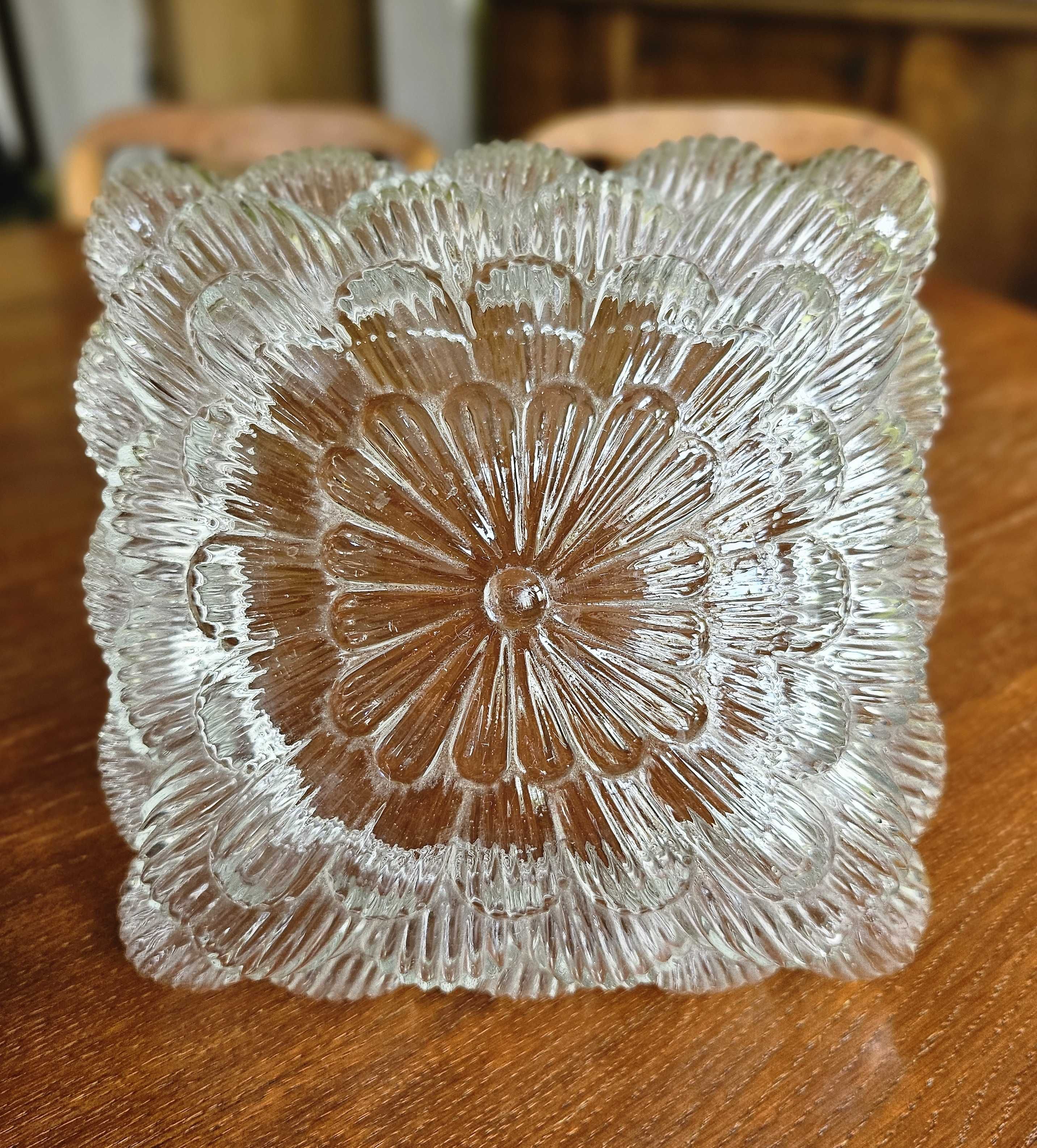 PIĘKNY Plafon lampa lata 60- 70 szkło prasowane, klosz lampa kinkiet