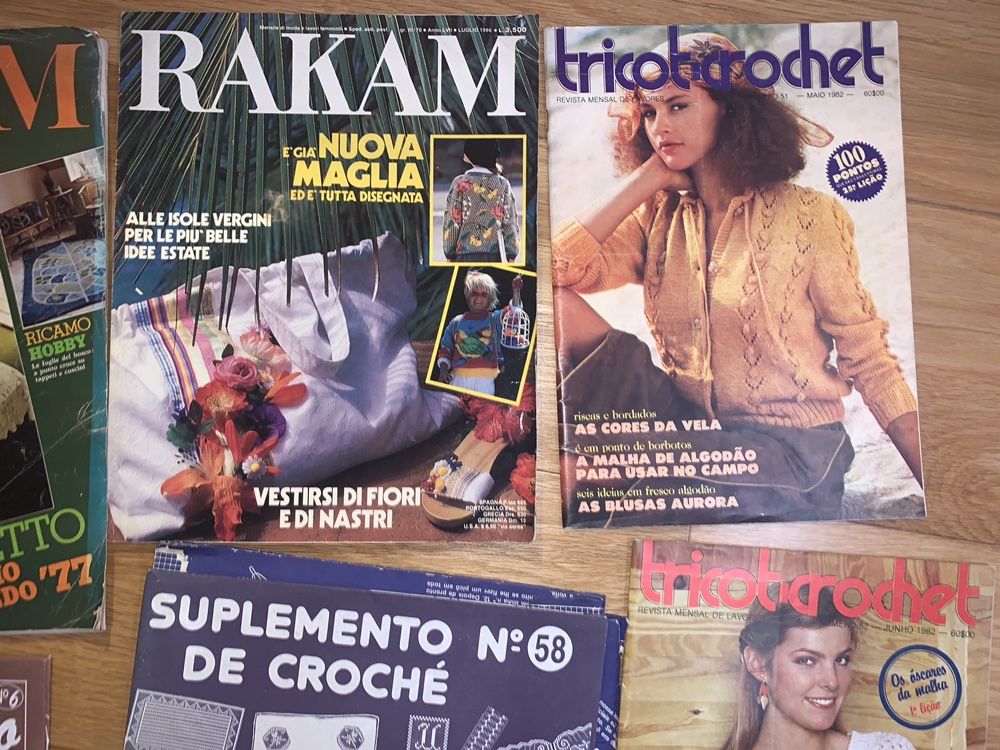 Revistas esquemas tricot crochet Rakam, Burda, Fada do Lar, Anos 80/90