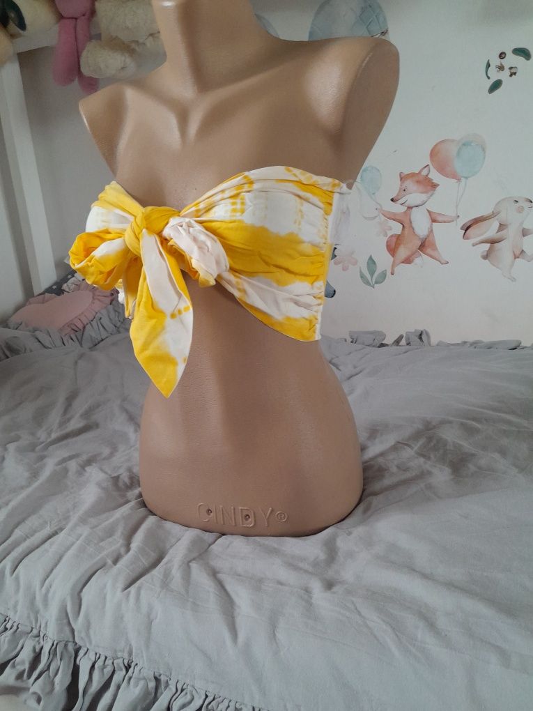 Crop top wiązany strój kapielowy góra bikini S M 36 38