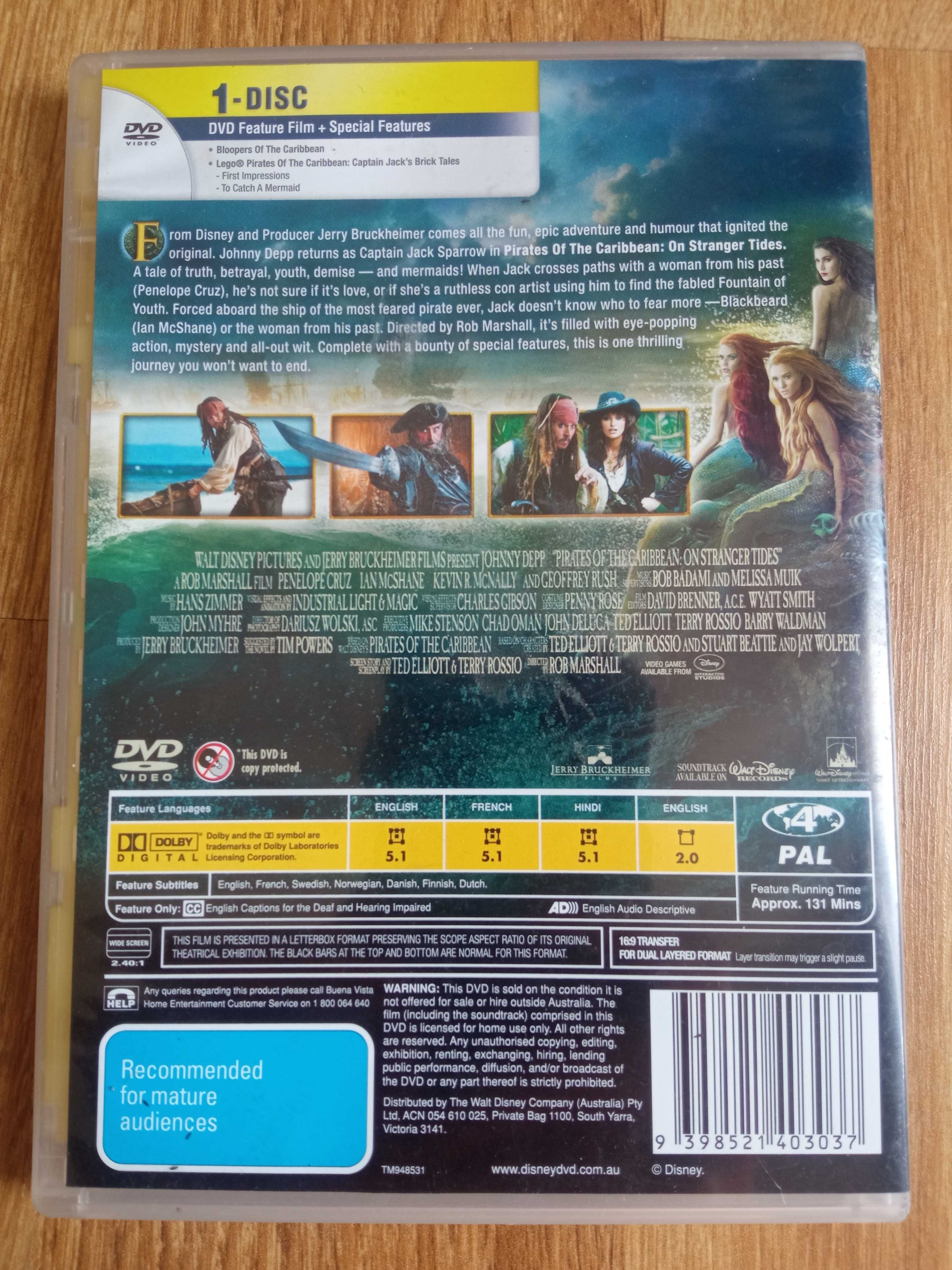 Piraci z Karaibów Na nieznanych wodach po angielsku płyta DVD DIsney