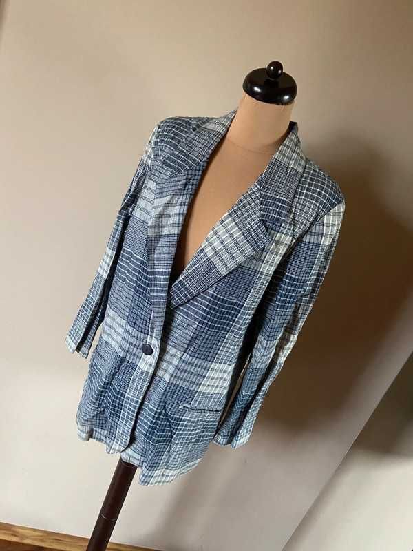 Bentley r xxxl 48 50 len linien zakiet marynarka blazer krata +size