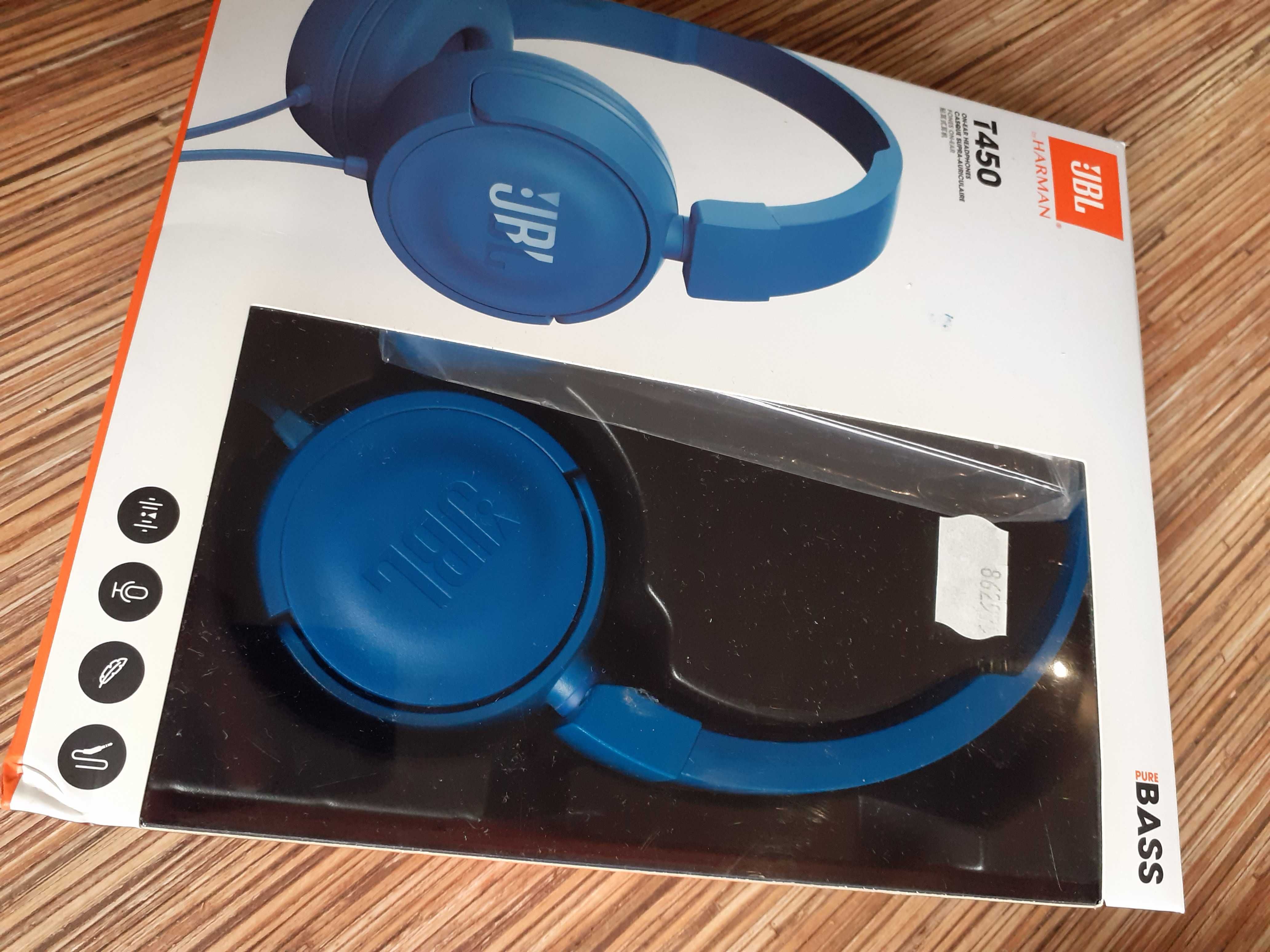 Słuchawki przewodowe JBL T450 niebieskie jak nowe
