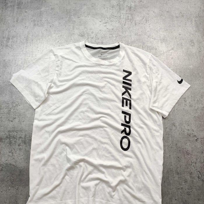 MĘSKA Koszulka PREMIUM Biała Nike PRO Combat Duże Logo Sportowa Casual