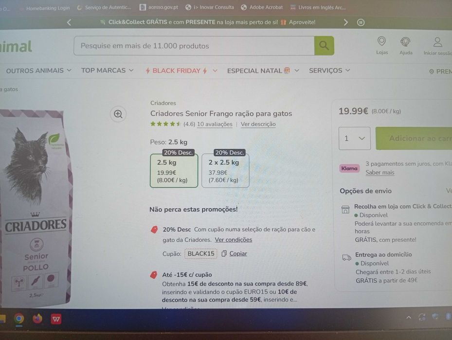 Oportunidade- 10€ Ração ainda fechada