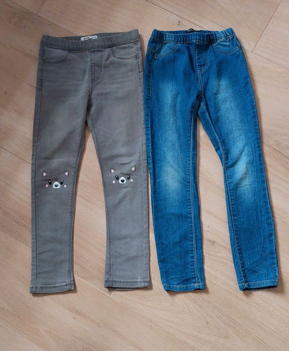2 x tregginsy jeansowe 128
