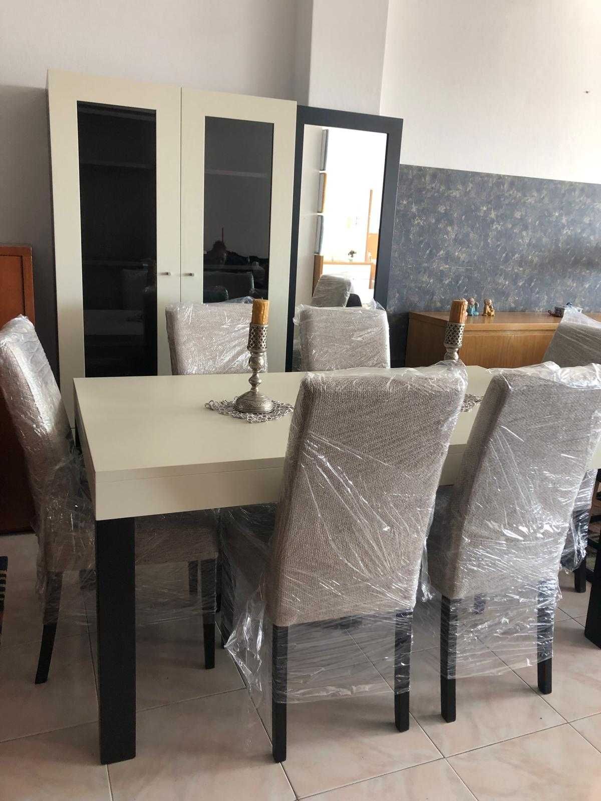 Móveis Sala de Jantar c/ Vitrine, mesa fixa e cadeiras Entrega grátis*