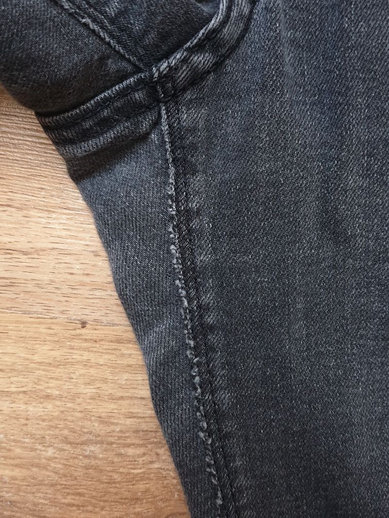 Jeansy skinny regular waist ciemnoszare H&M