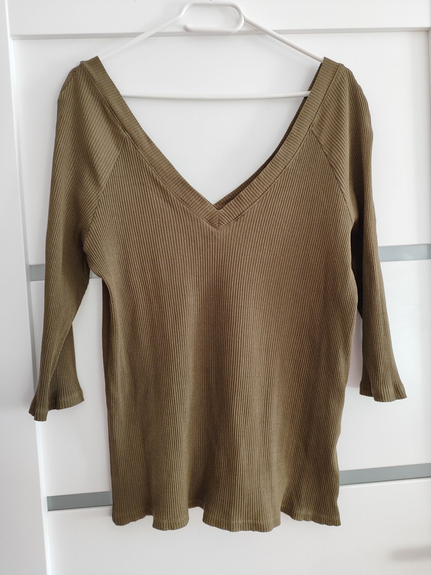 Bluzka Vero Moda Maternity XL ciążowa oliwkowa khaki dekolt V serek pr