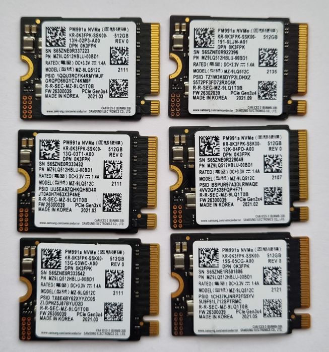 SSD диск Samsung PM991a NVMe 512Gb M.2 2230