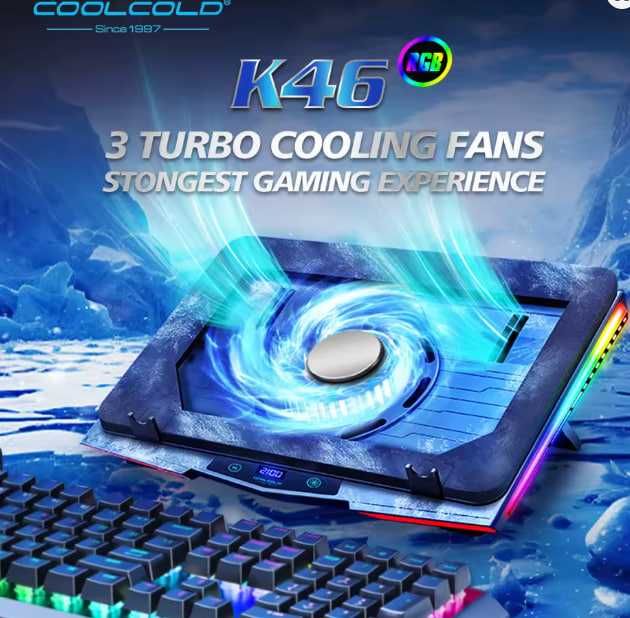 Охлаждающая Подставка Coolcold K46 RGB, охлаждение для ноутбуков