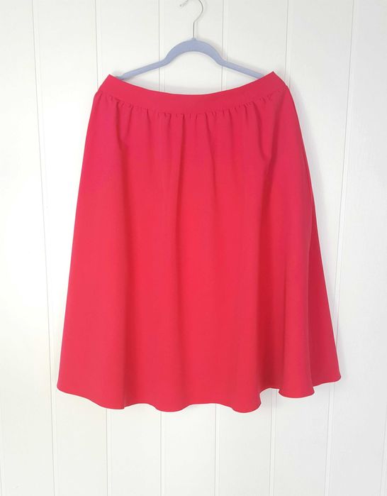 Różowa spódnica Nife 44 XXL kieszenie midi fuksja kolano rozkloszowana