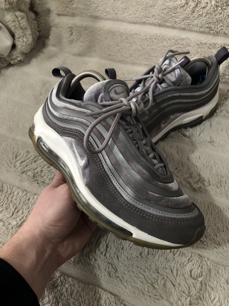 БАРХАТ NIKE AIR MAX (38-38.5) 24.5-25см кроссовки женские велюр серый