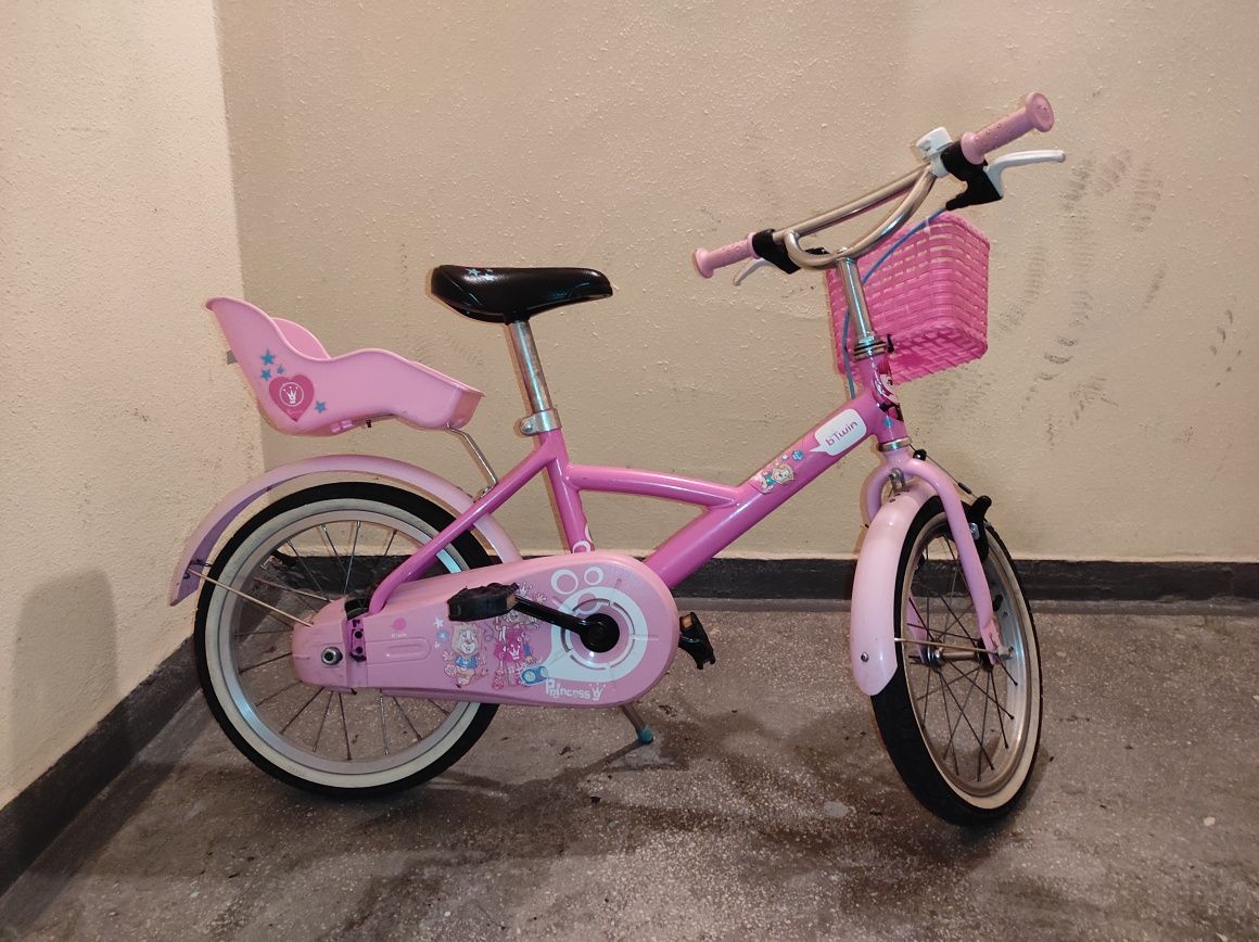 Rower różowy btwin 16' dla dziewczynki